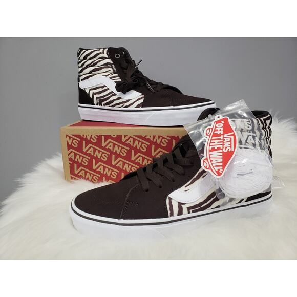 Vans Women's Filmore Satin Tiger Hi Top Skate Shoes - Size 7 Zebra Animal Print - Picture 1 of 7